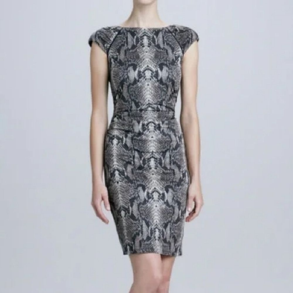 Ivy & Blu (Anthropology) Faux Snakeskin Ruched Capsleeve Dress